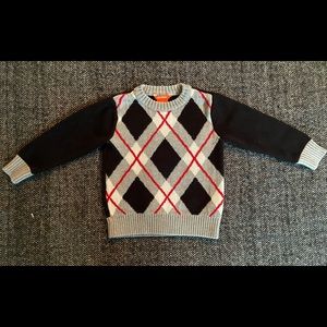 Joe Fresh argyle black ,grey ,red ,and white cotton sweater size 3T